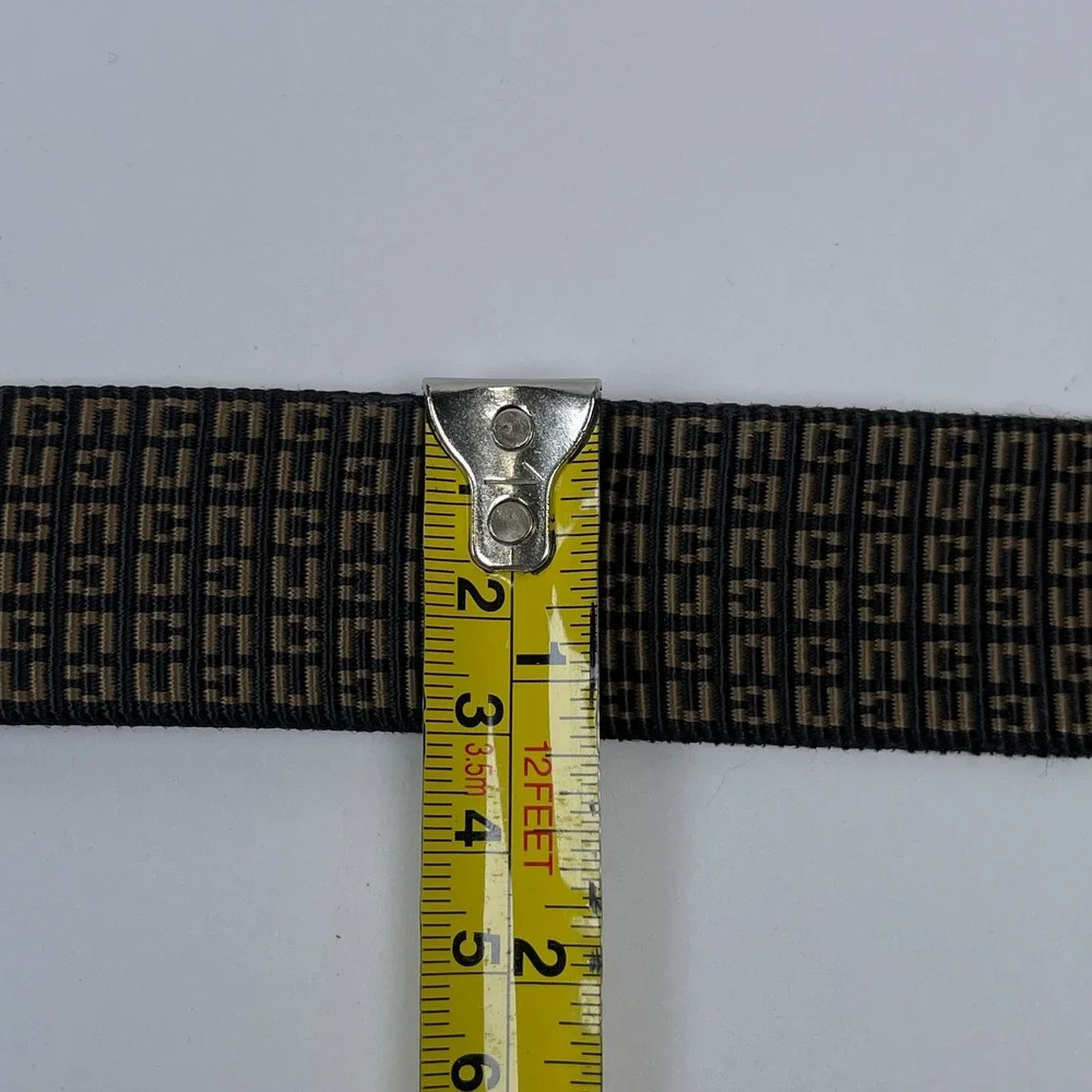 Cabelas Webbing Belt Men Brown Geometric Pattern Made in USA Buckle